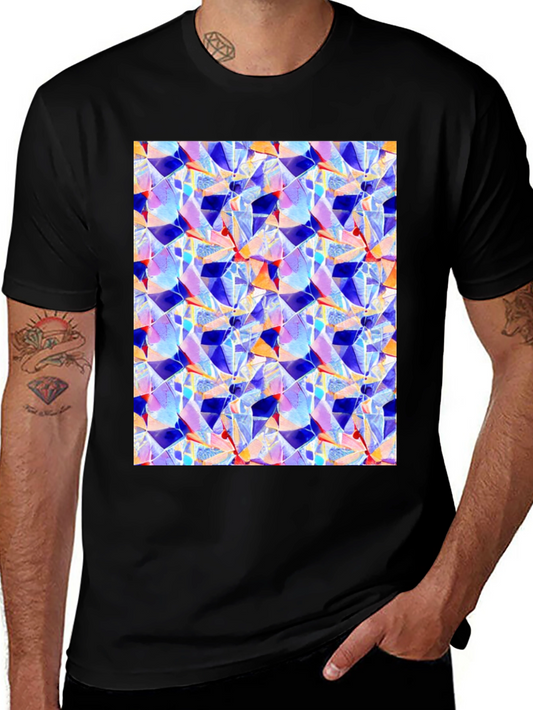 Abstract Geometric Print Black T-Shirt