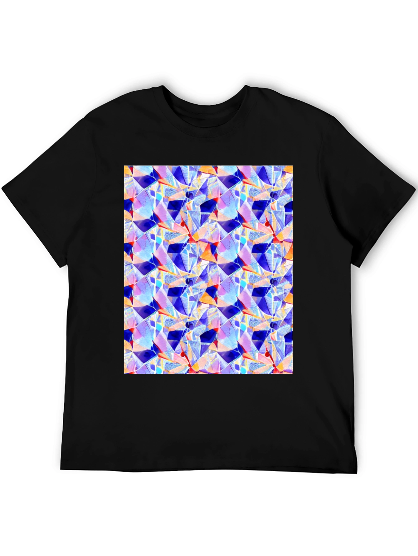 Abstract Geometric Print Black T-Shirt