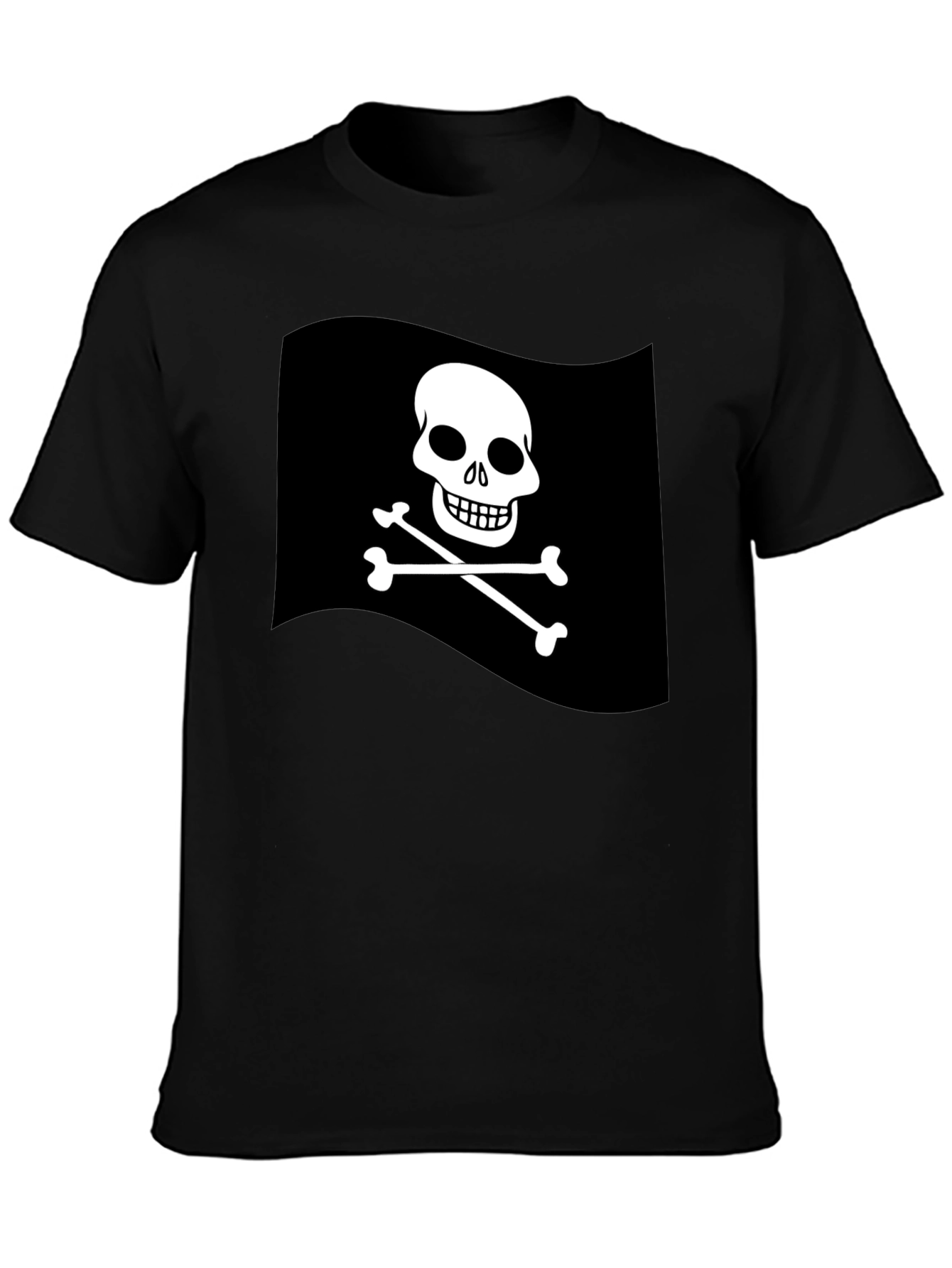 Mens Black Pirate Skull & Crossbones Graphic T-Shirt