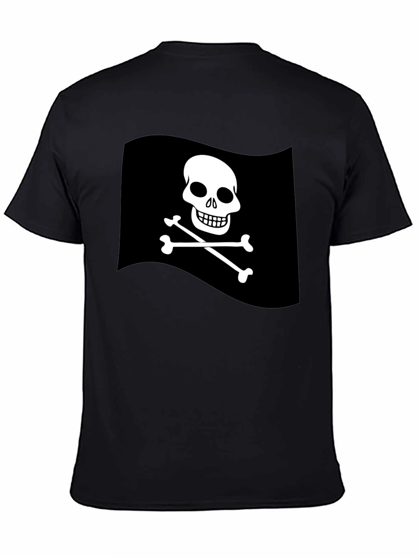 Mens Black Pirate Skull & Crossbones Graphic T-Shirt