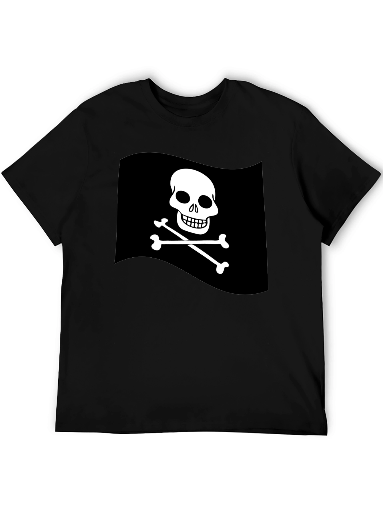 Mens Black Pirate Skull & Crossbones Graphic T-Shirt