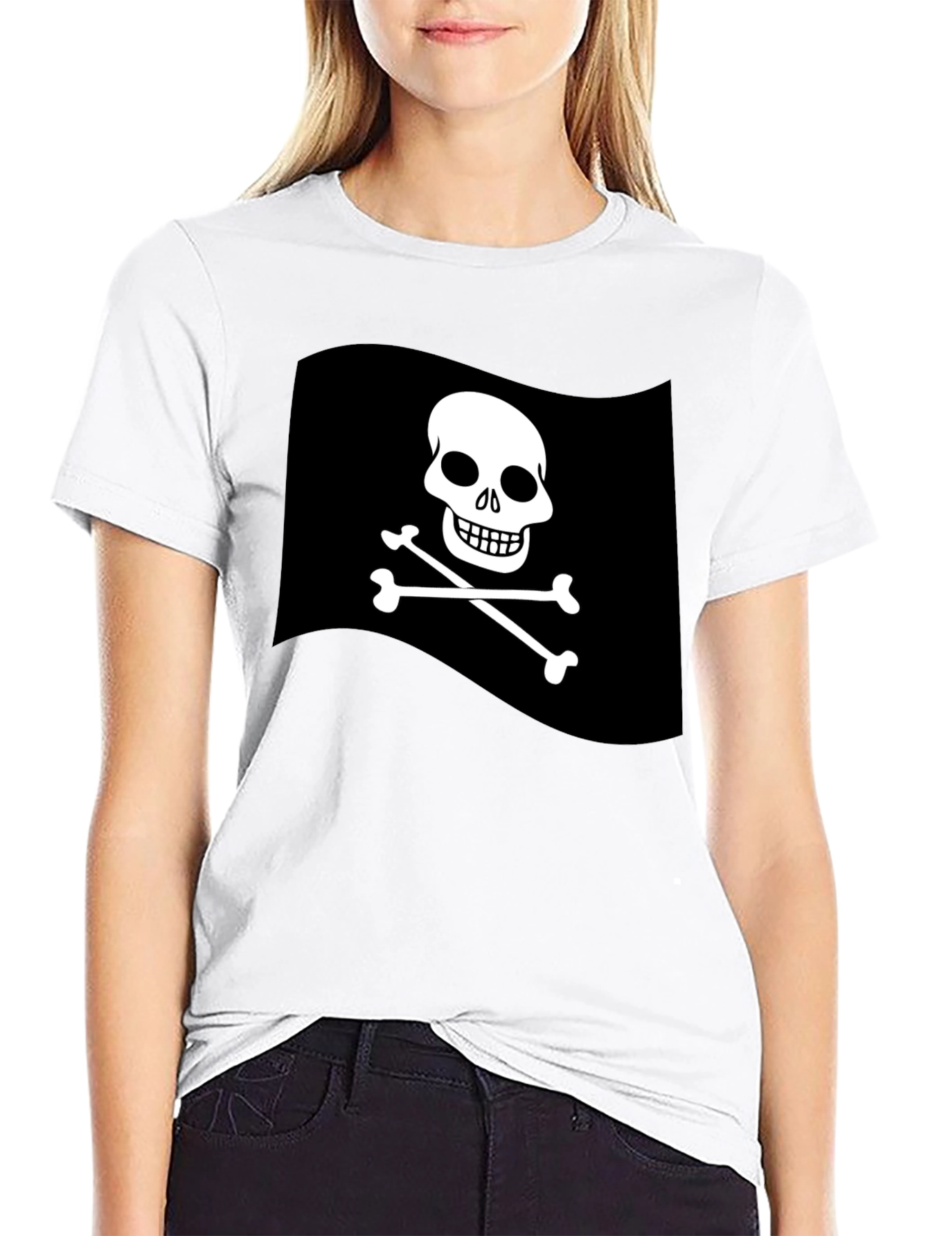 Mens Black Pirate Skull & Crossbones Graphic T-Shirt