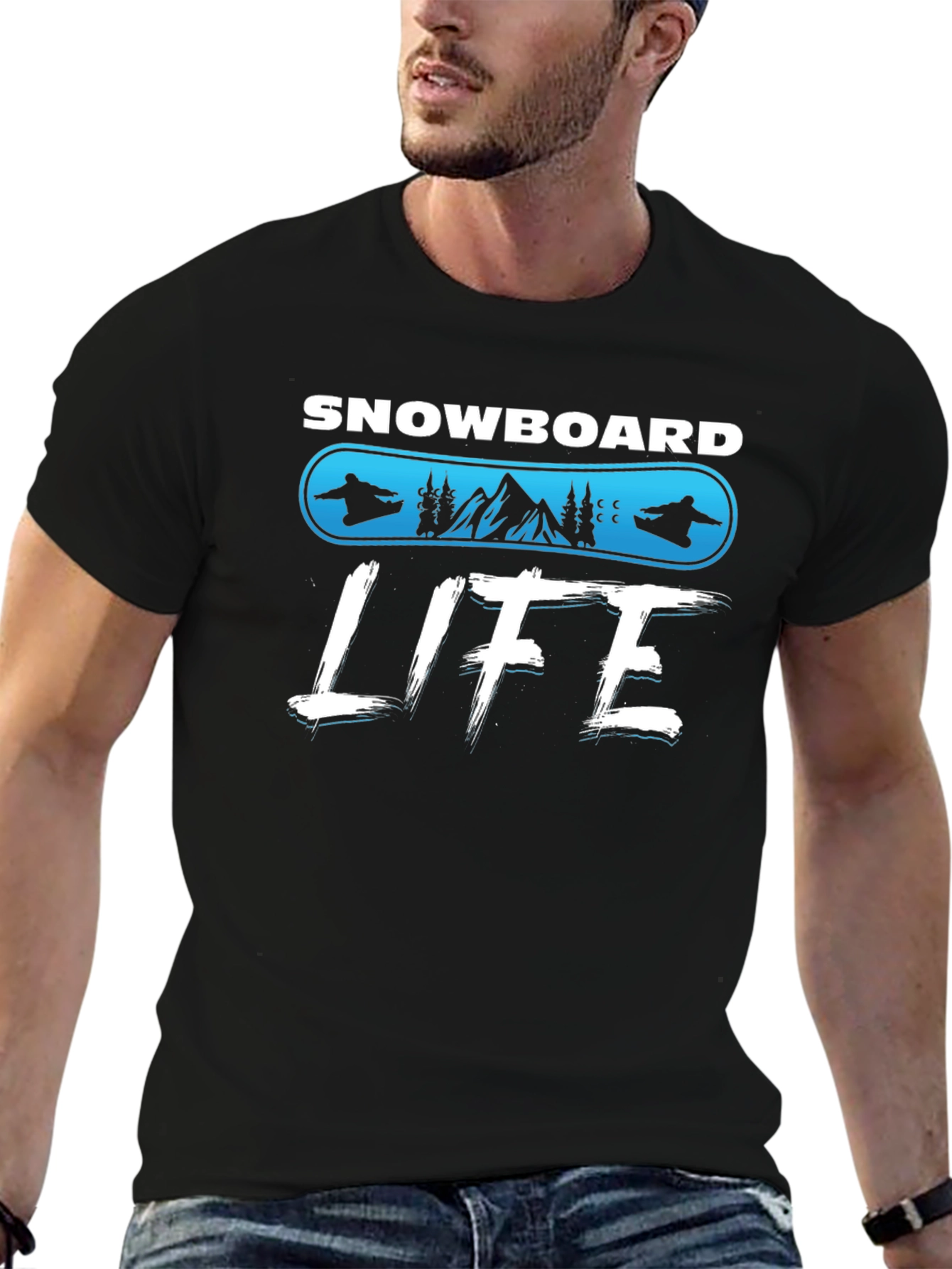 Snowboard Life Black Graphic Tee