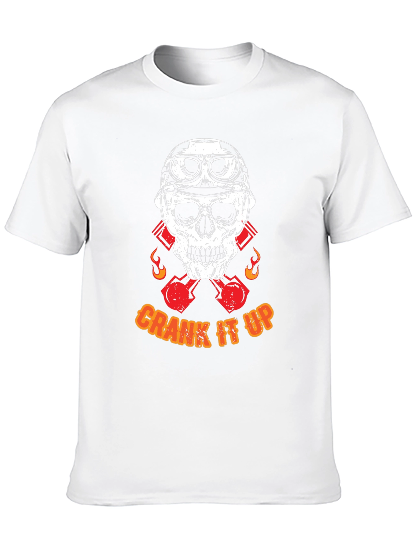 Crank It Up Biker Skull Graphic T-Shirt
