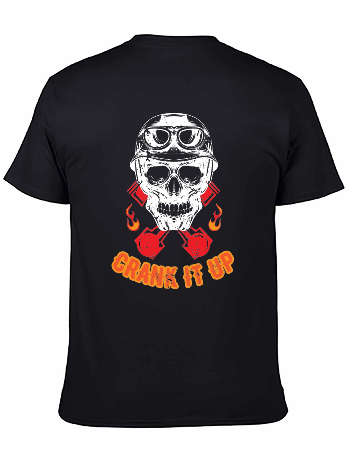 Crank It Up Biker Skull Graphic T-Shirt