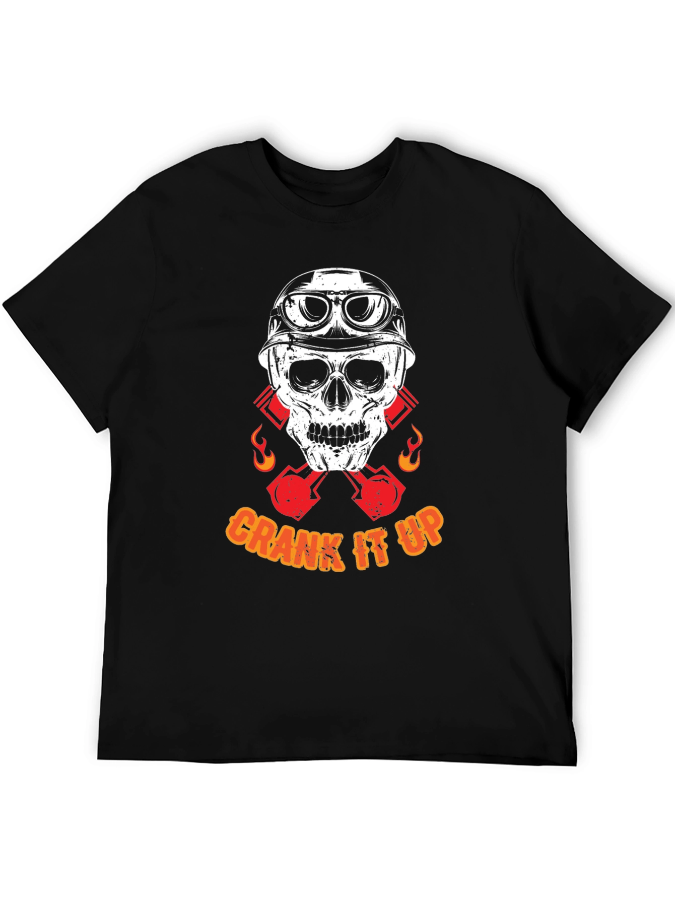 Crank It Up Biker Skull Graphic T-Shirt