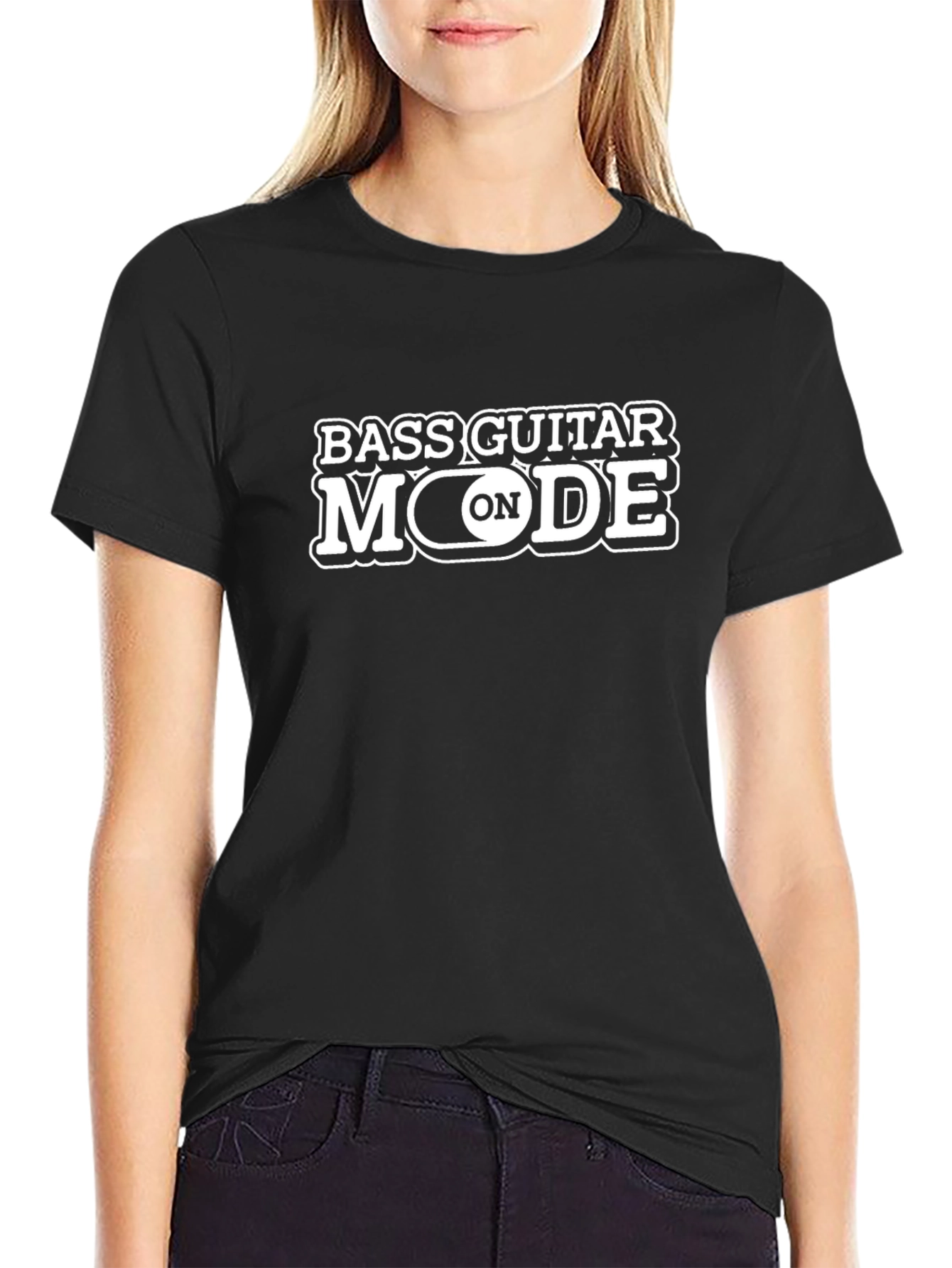 Bass Guitar Mode ON Black T-Shirt