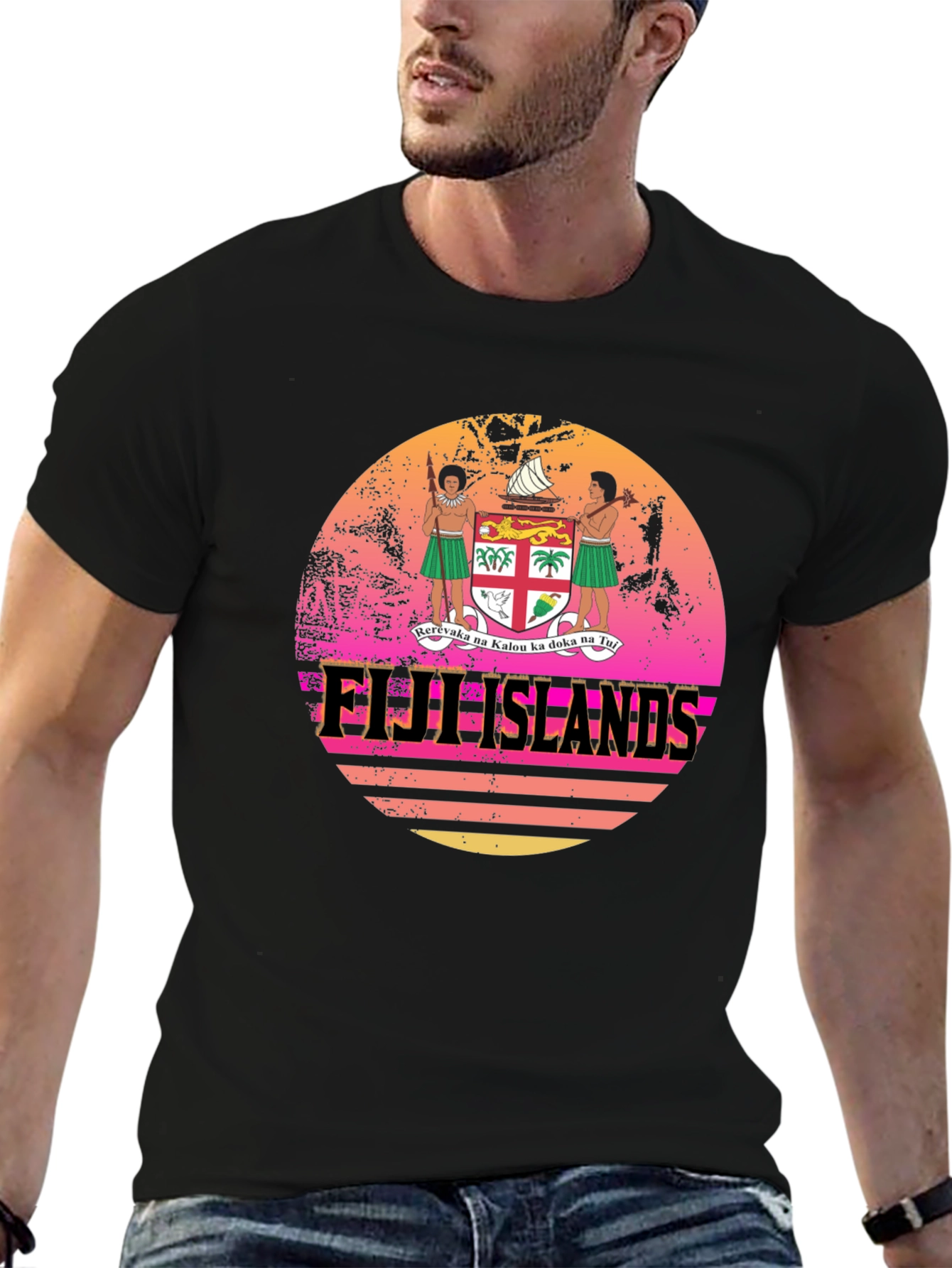 Fiji Islands Sunset Graphic Tee - Retro Style T-Shirt