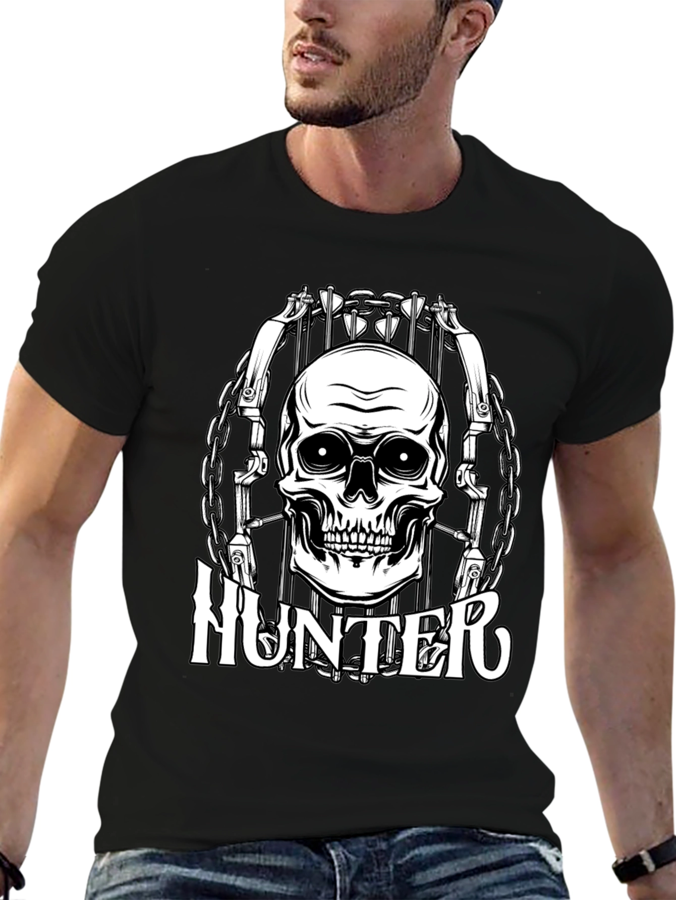 Hunter Skull Graphic Tee - Edgy Streetwear