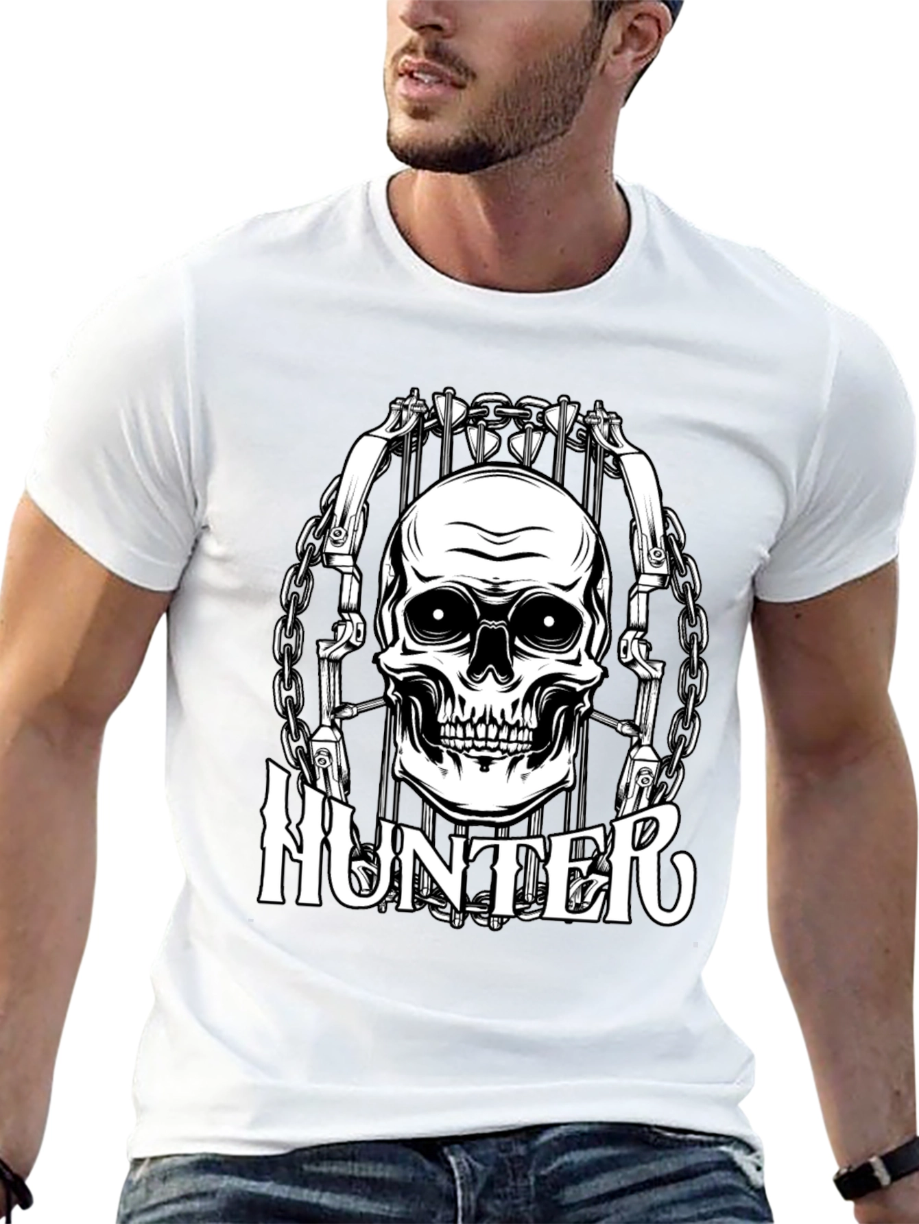 Hunter Skull Graphic Tee - Edgy Streetwear
