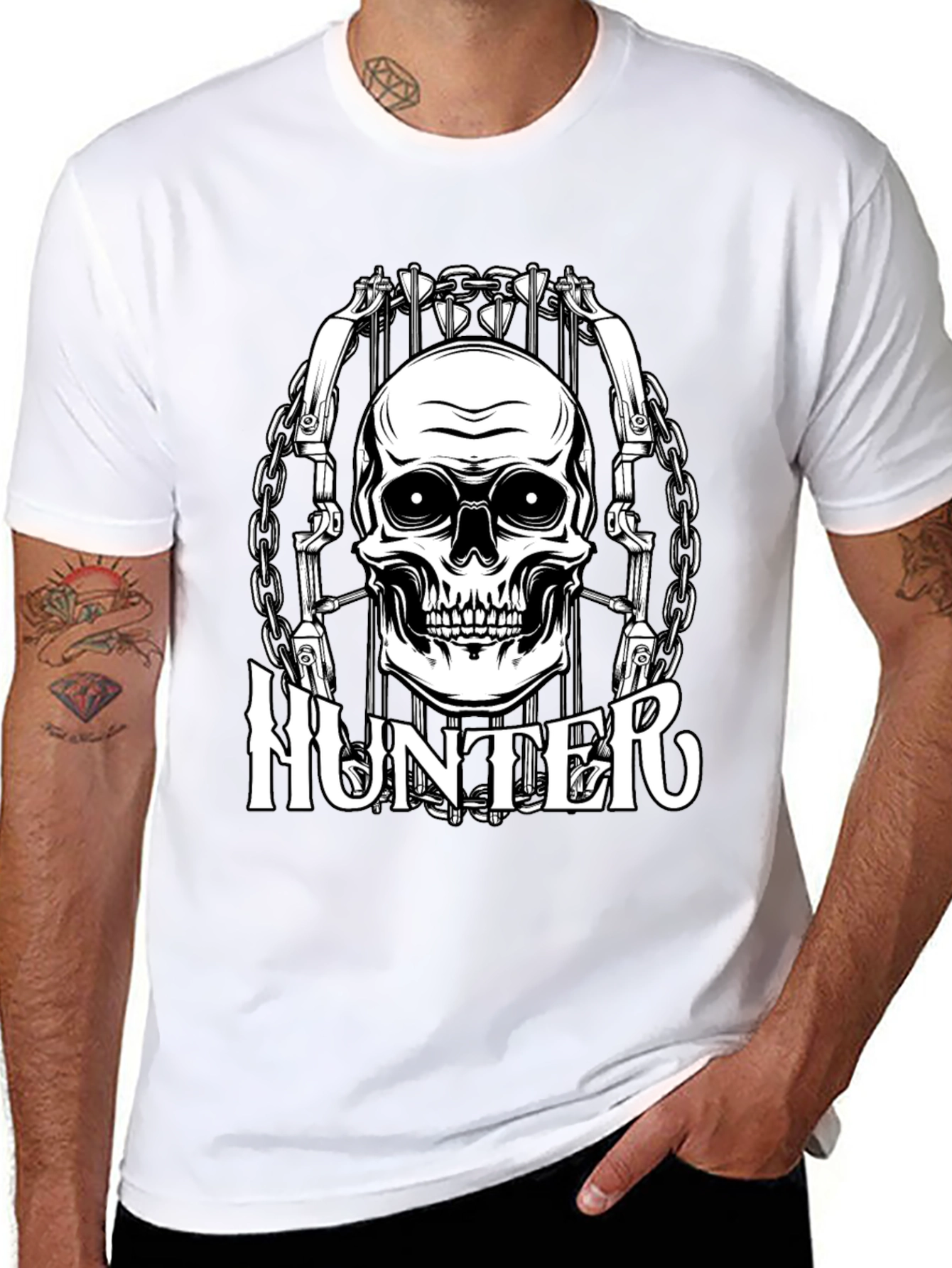 Hunter Skull Graphic Tee - Edgy Streetwear