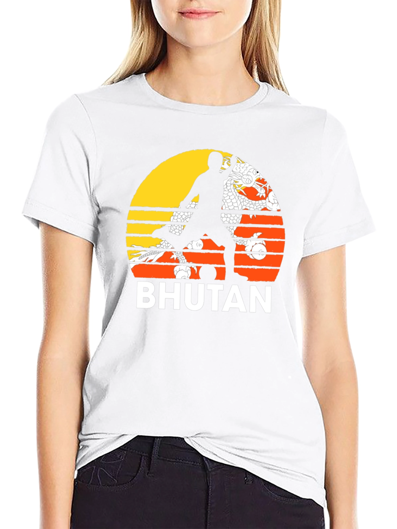 Bhutan Soccer T-Shirt Retro Style Tee