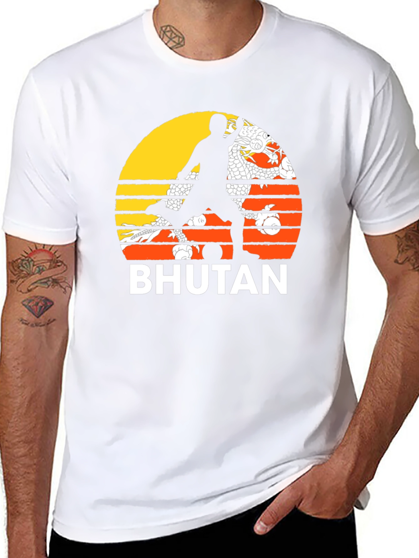 Bhutan Soccer T-Shirt Retro Style Tee