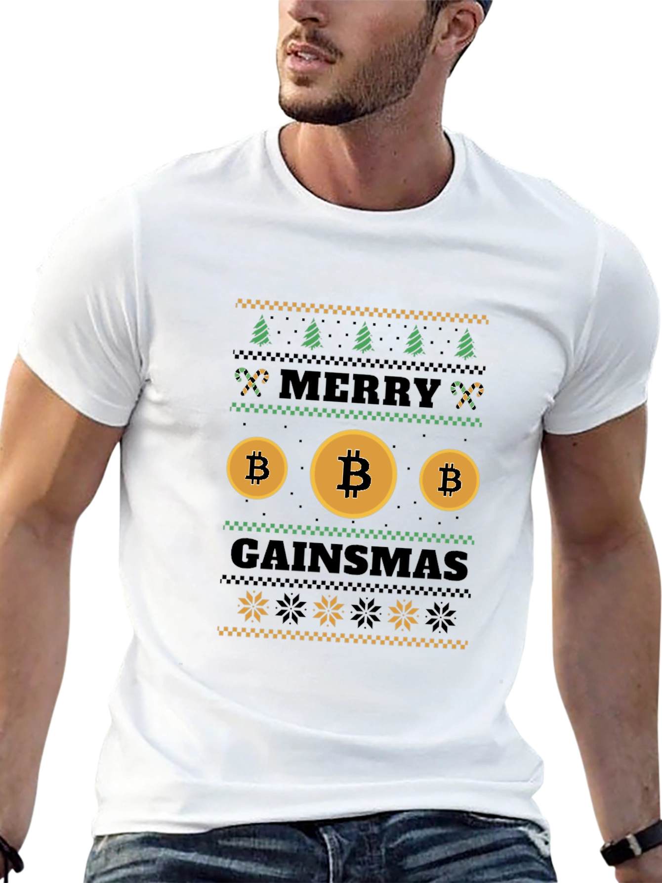 Bitcoin Gainsmas Ugly Christmas Sweater Style T-Shirt
