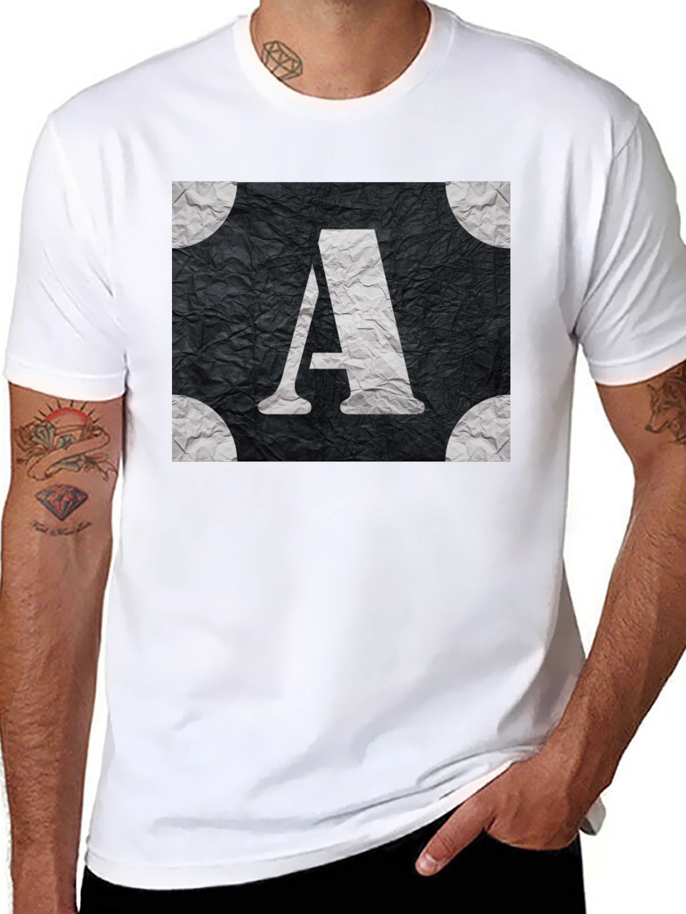 Monogram A Graphic Tee - Stylish Black T-Shirt