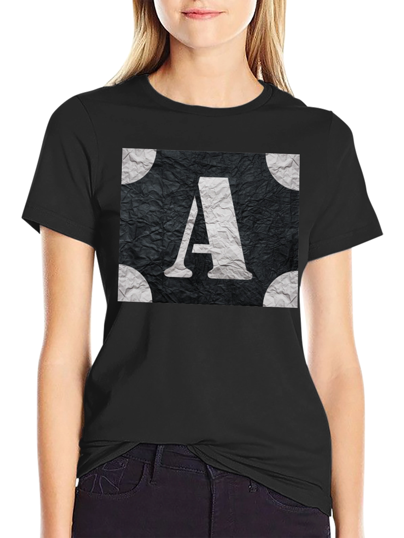 Monogram A Graphic Tee - Stylish Black T-Shirt