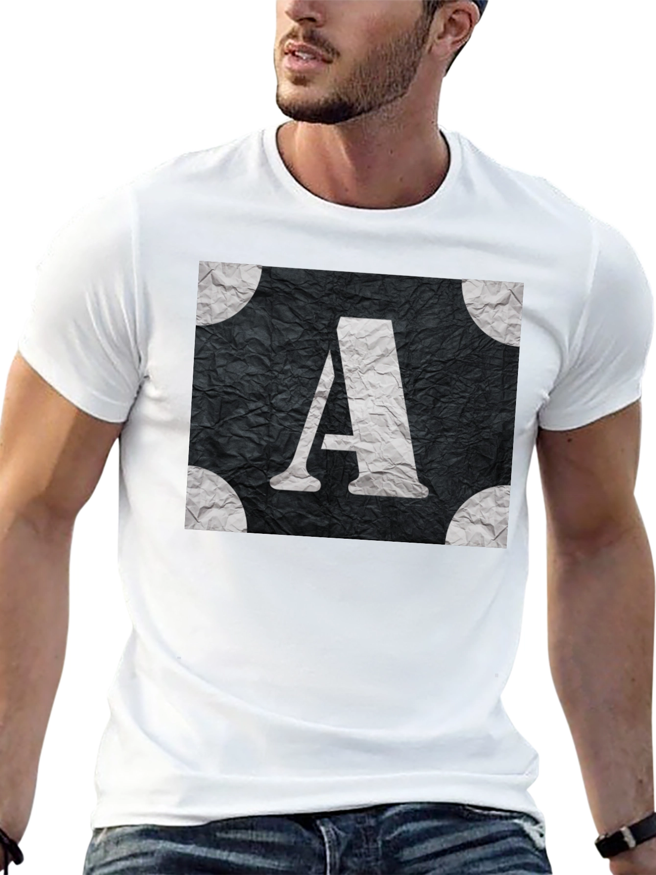 Monogram A Graphic Tee - Stylish Black T-Shirt