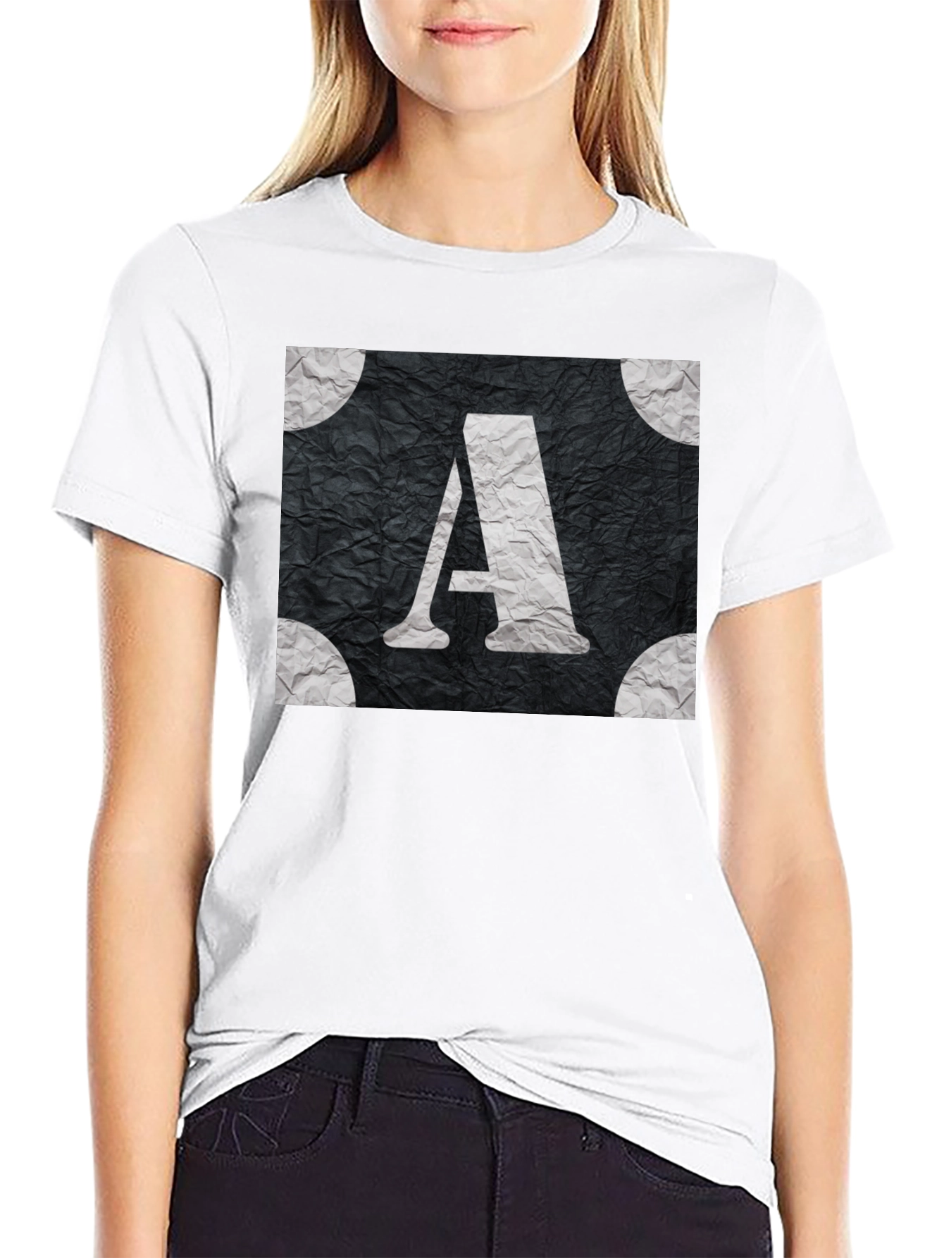 Monogram A Graphic Tee - Stylish Black T-Shirt