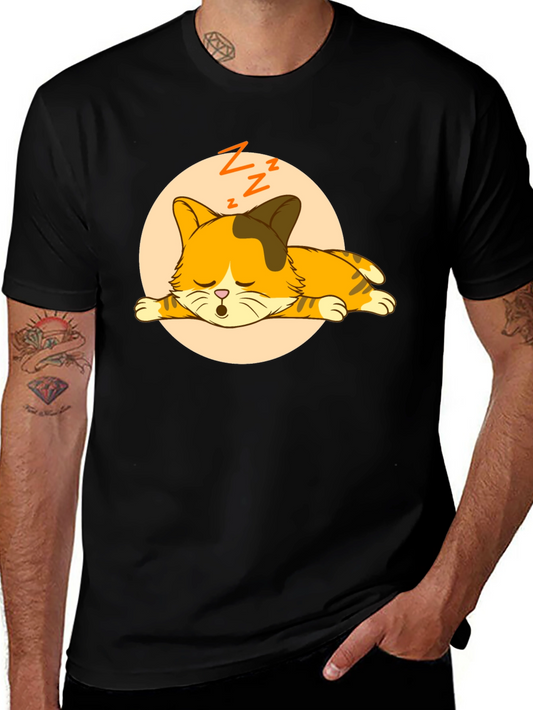Sleeping Cat Graphic Tee - Unisex Cotton Shirt
