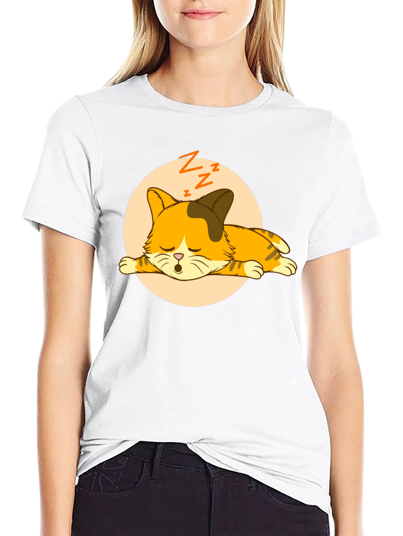Sleeping Cat Graphic Tee - Unisex Cotton Shirt