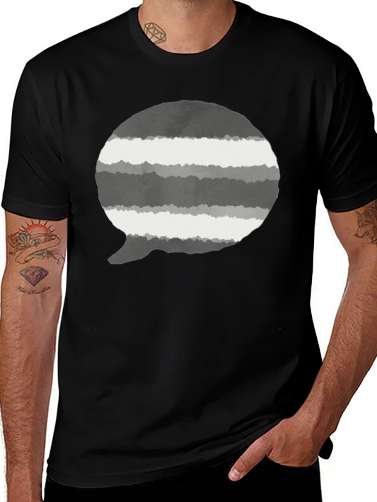 Striped Speech Bubble Graphic Tee - Mens Black T-Shirt