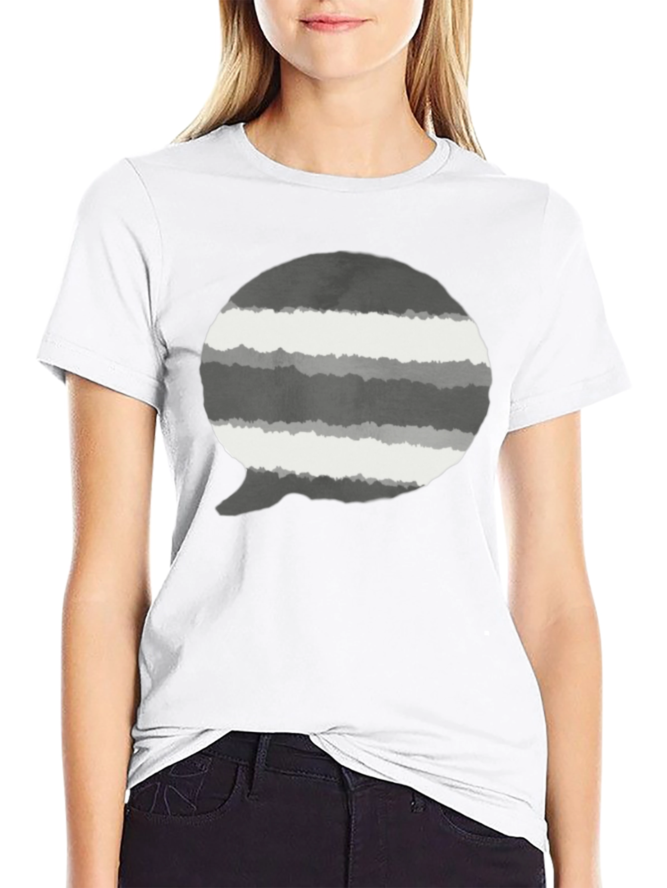 Striped Speech Bubble Graphic Tee - Mens Black T-Shirt