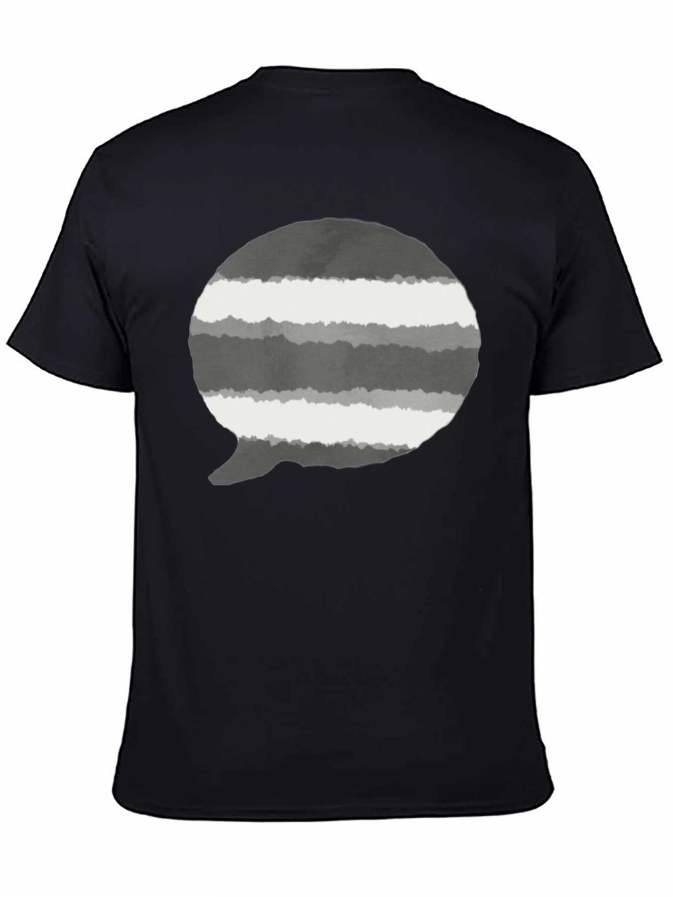 Striped Speech Bubble Graphic Tee - Mens Black T-Shirt