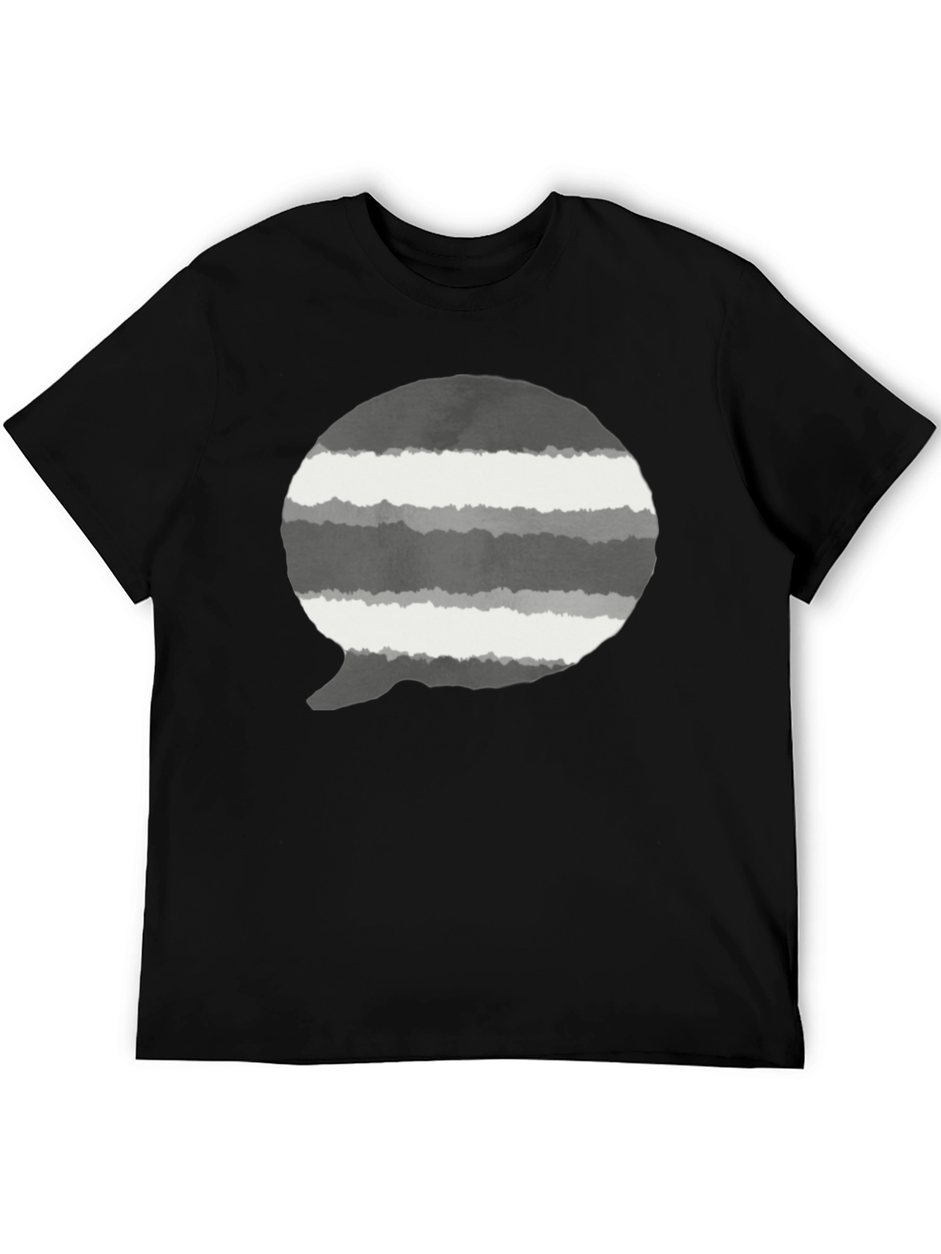 Striped Speech Bubble Graphic Tee - Mens Black T-Shirt