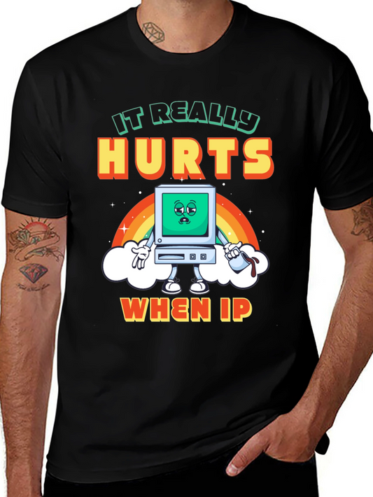 Retro Computer Pun T-Shirt - It Really Hurts When IP