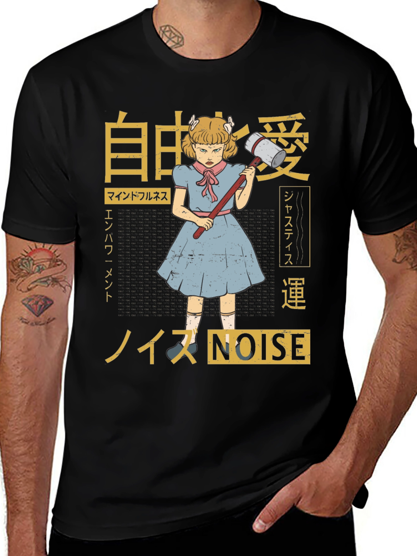 Graphic T-Shirt: Anime Girl with Hammer