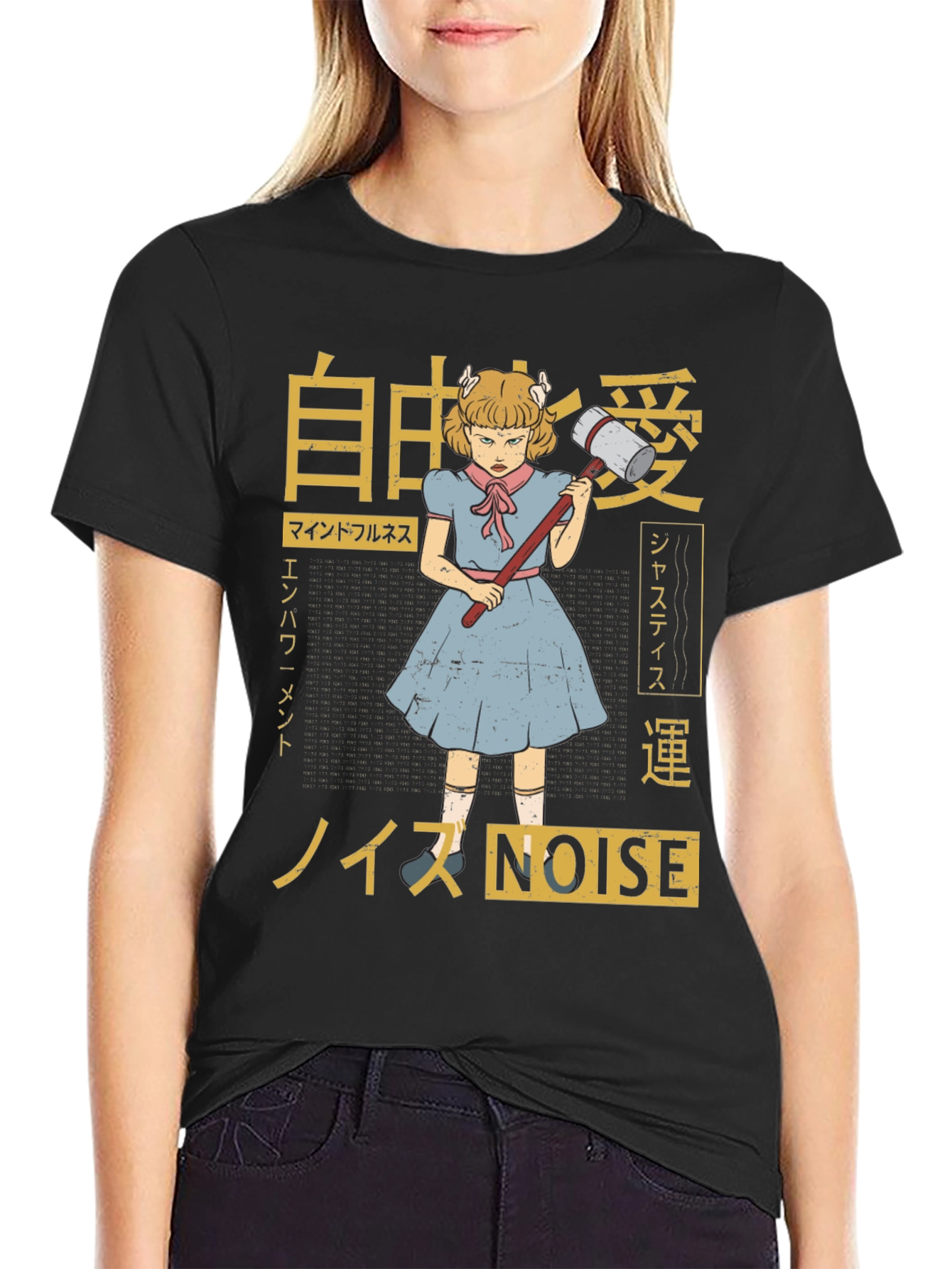 Graphic T-Shirt: Anime Girl with Hammer