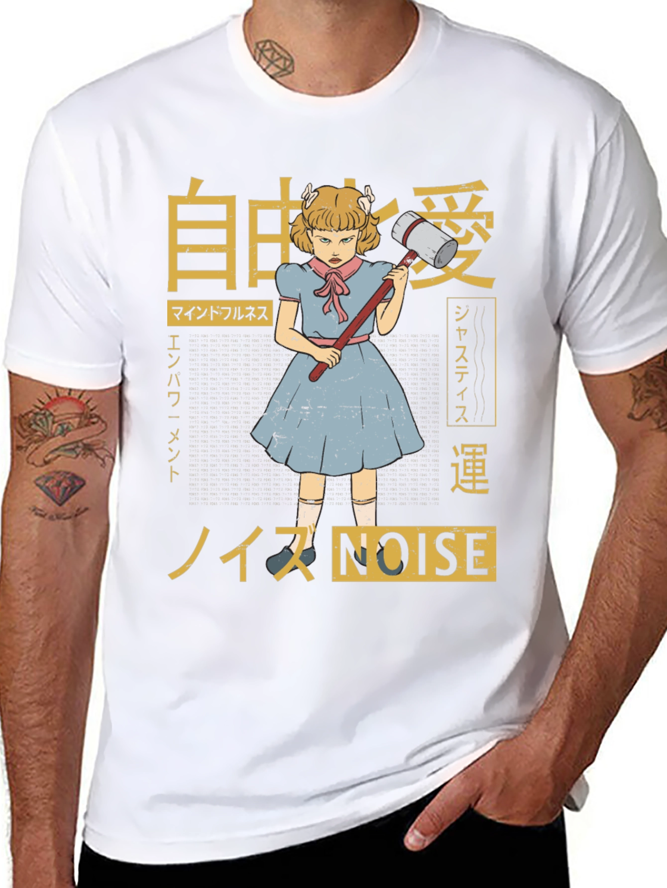 Graphic T-Shirt: Anime Girl with Hammer