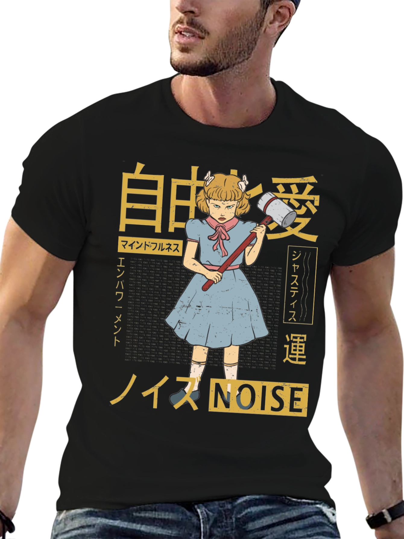 Graphic T-Shirt: Anime Girl with Hammer