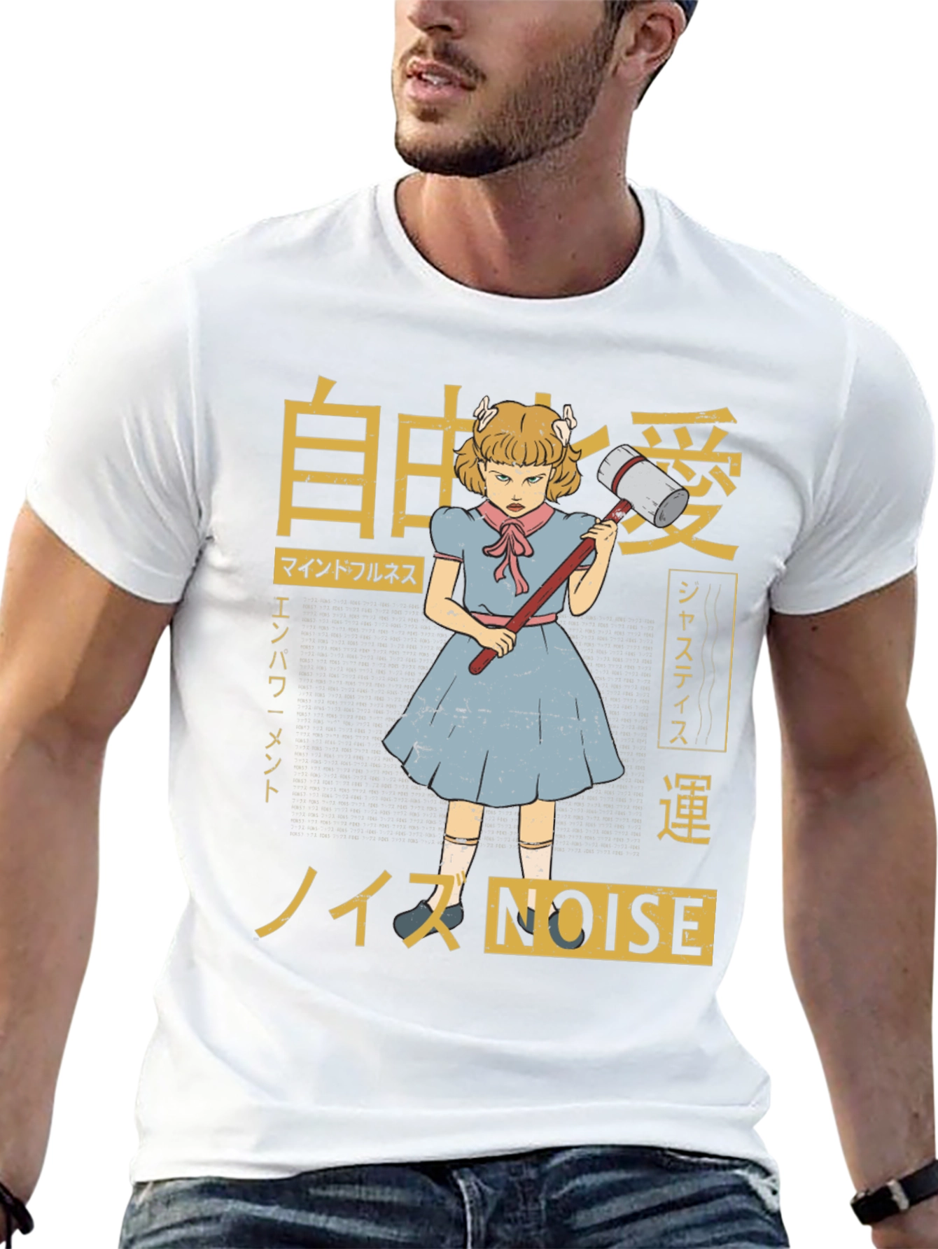 Graphic T-Shirt: Anime Girl with Hammer