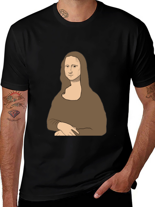 Mona Lisa Graphic Print Tee - Black