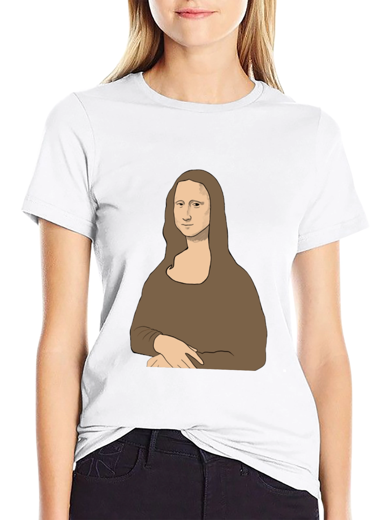 Mona Lisa Graphic Print Tee - Black