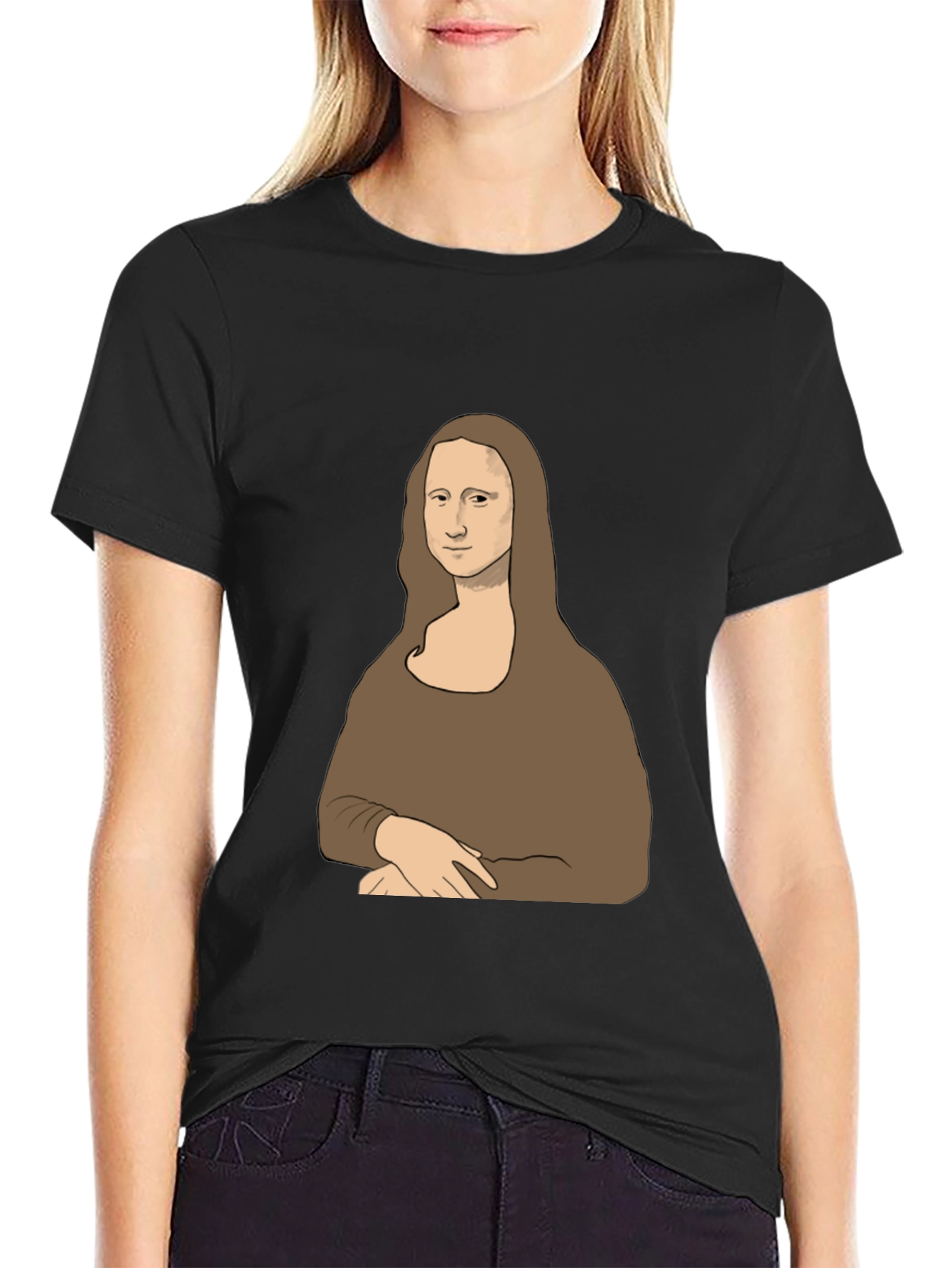 Mona Lisa Graphic Print Tee - Black