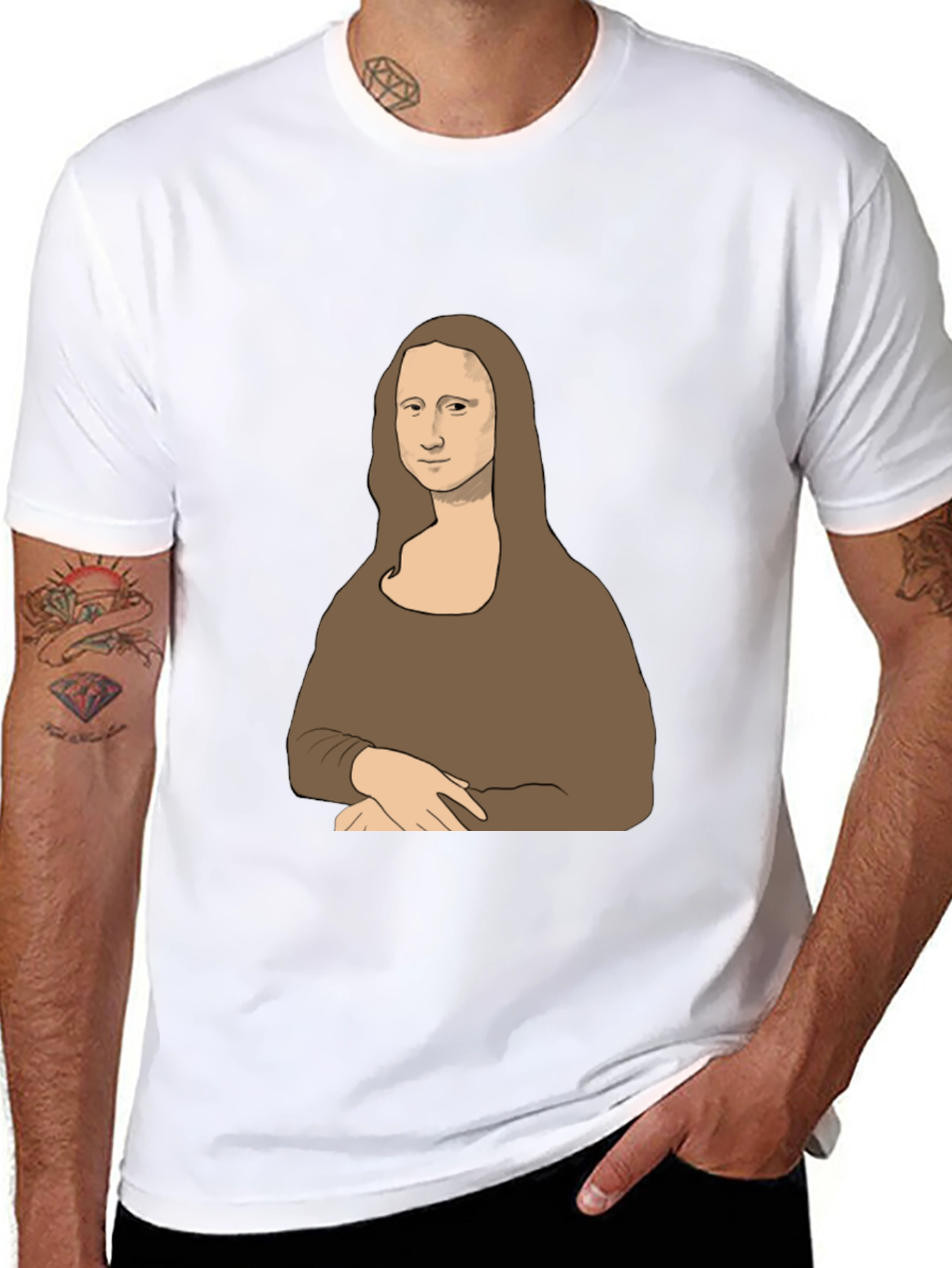 Mona Lisa Graphic Print Tee - Black
