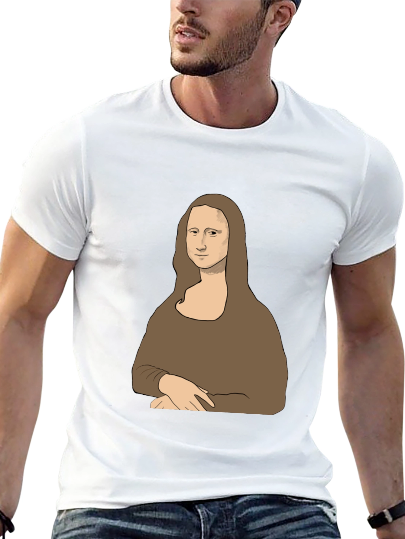 Mona Lisa Graphic Print Tee - Black