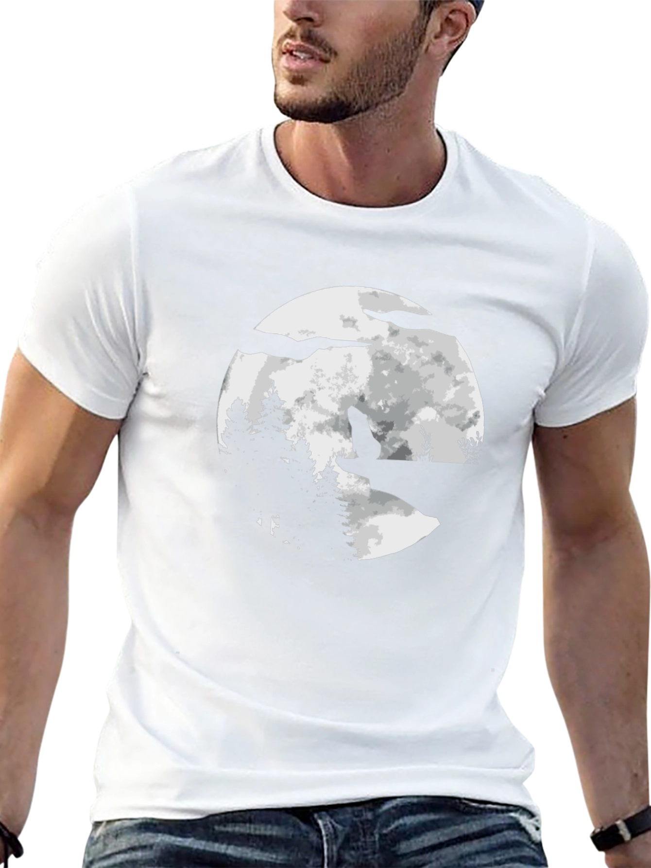 Wolf Moon Graphic Tee - Black Cotton Blend T-Shirt