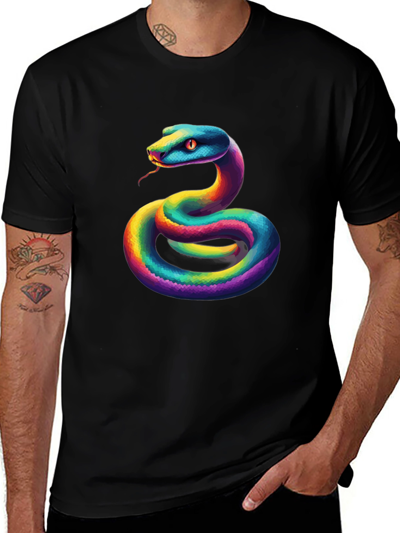 Rainbow Snake Graphic Tee - Unique Mens T-Shirt