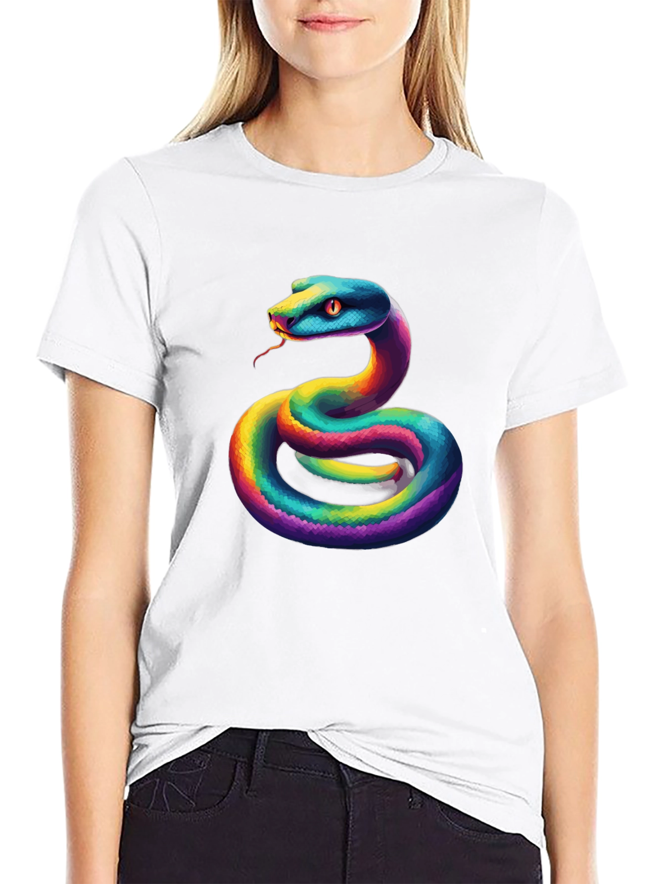 Rainbow Snake Graphic Tee - Unique Mens T-Shirt