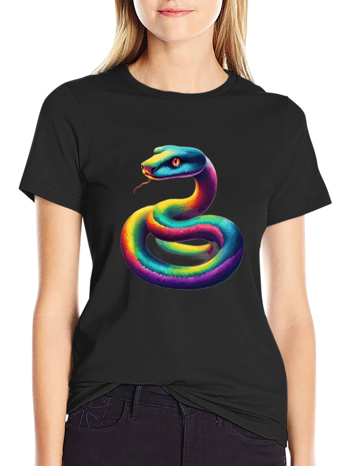 Rainbow Snake Graphic Tee - Unique Mens T-Shirt