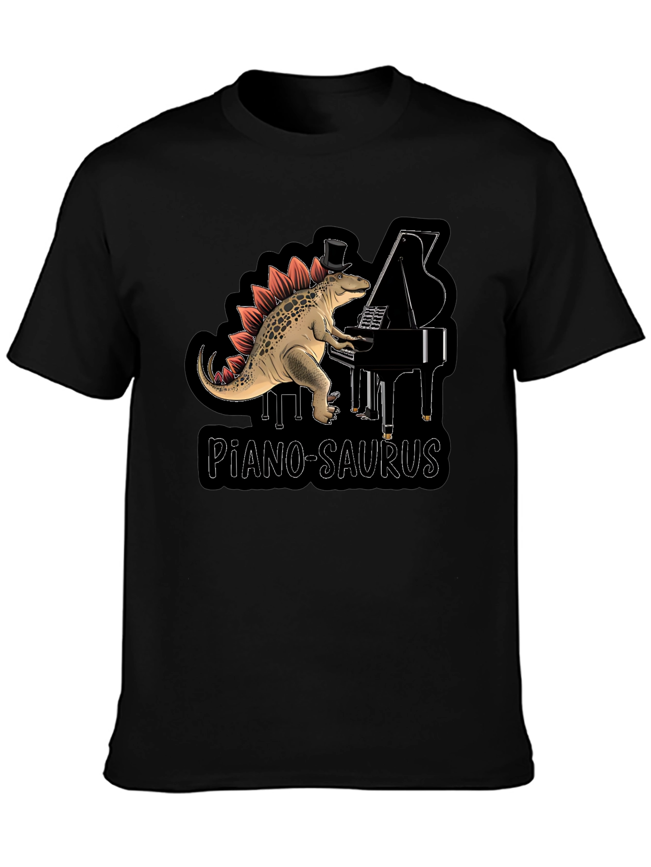 Piano-Saurus T-Shirt - Dinosaur Pianist Top Hat