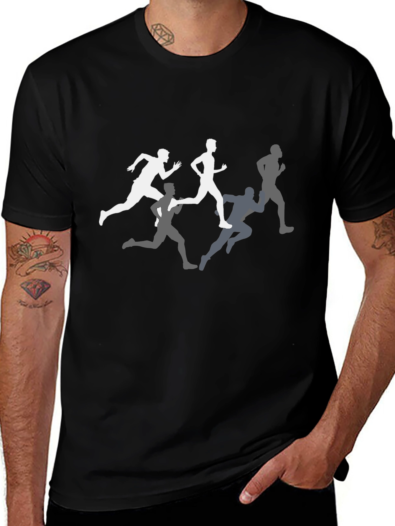 Runners Graphic Tee - Black Crew Neck Shirt