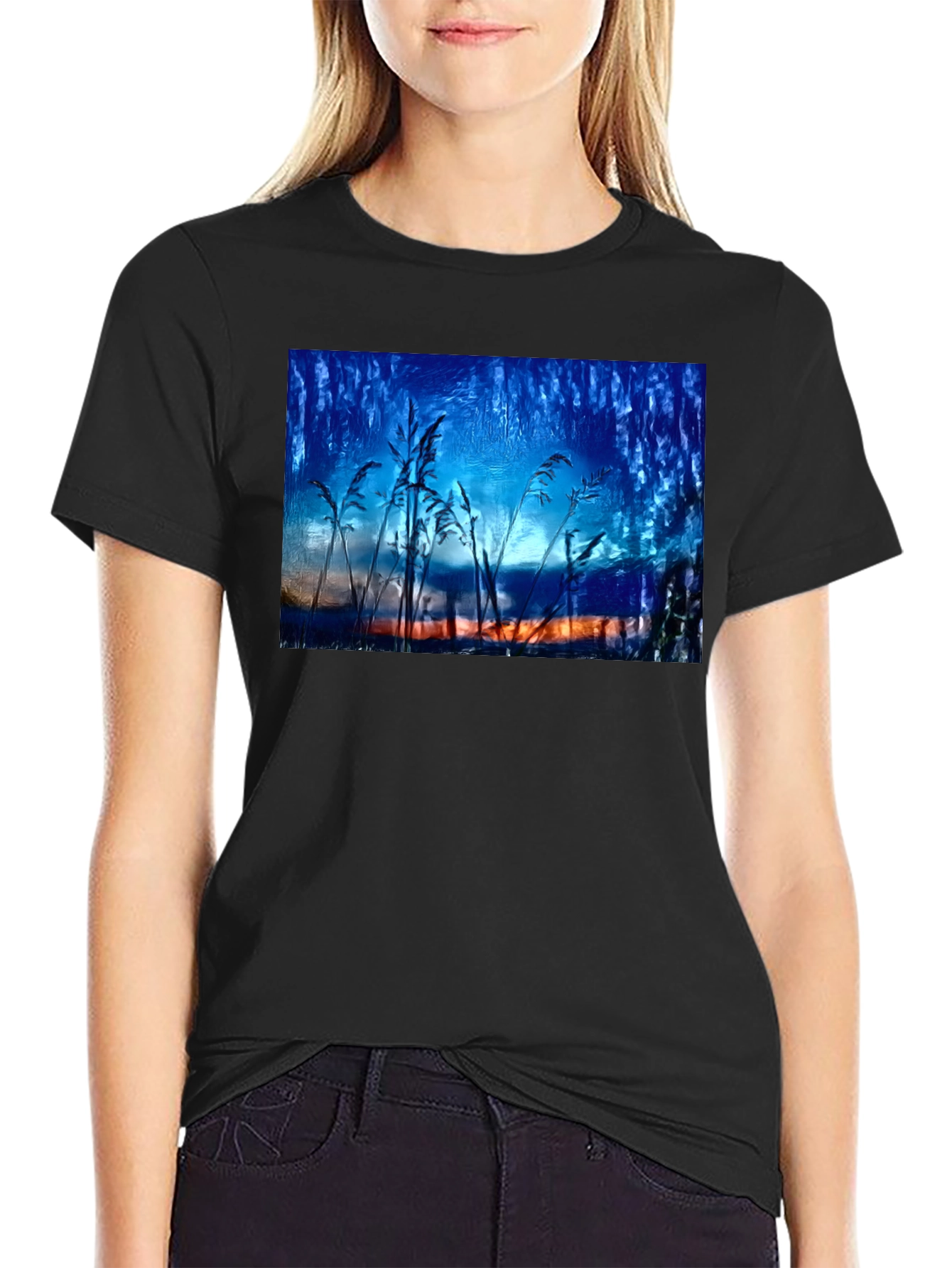 Nature Art T-Shirt - Blue Sunset Design