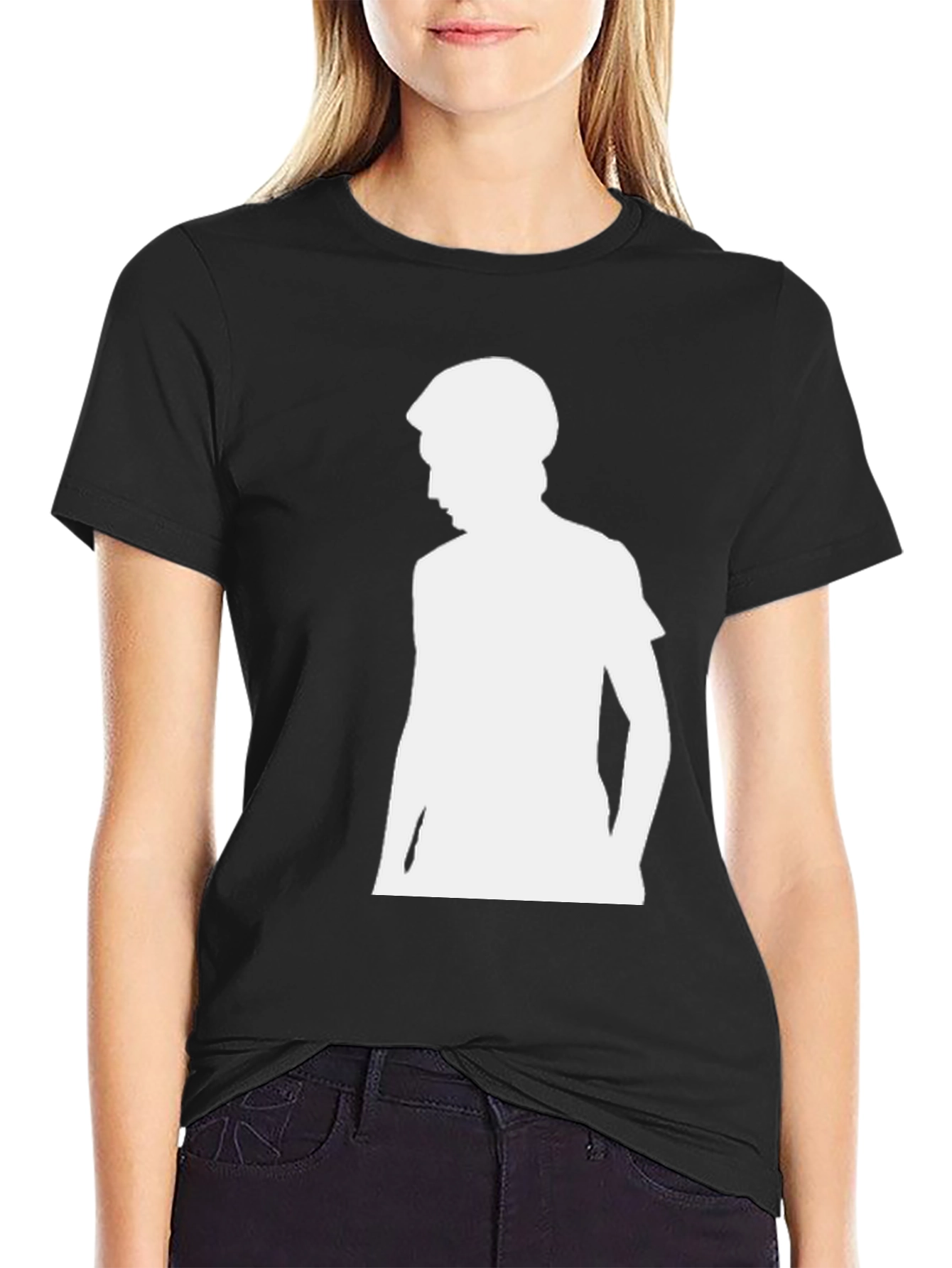 Black T-Shirt with White Silhouette Design