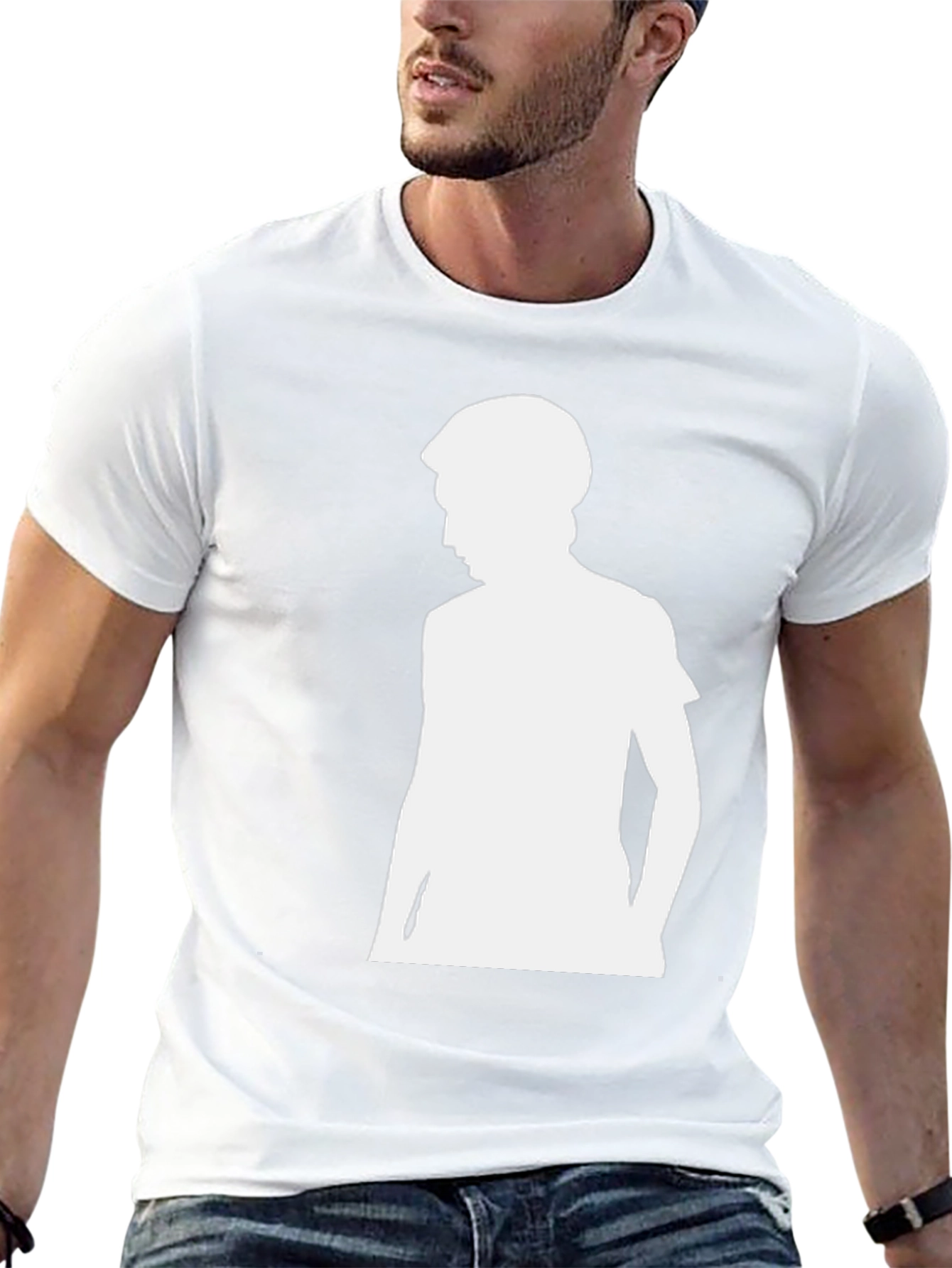 Black T-Shirt with White Silhouette Design