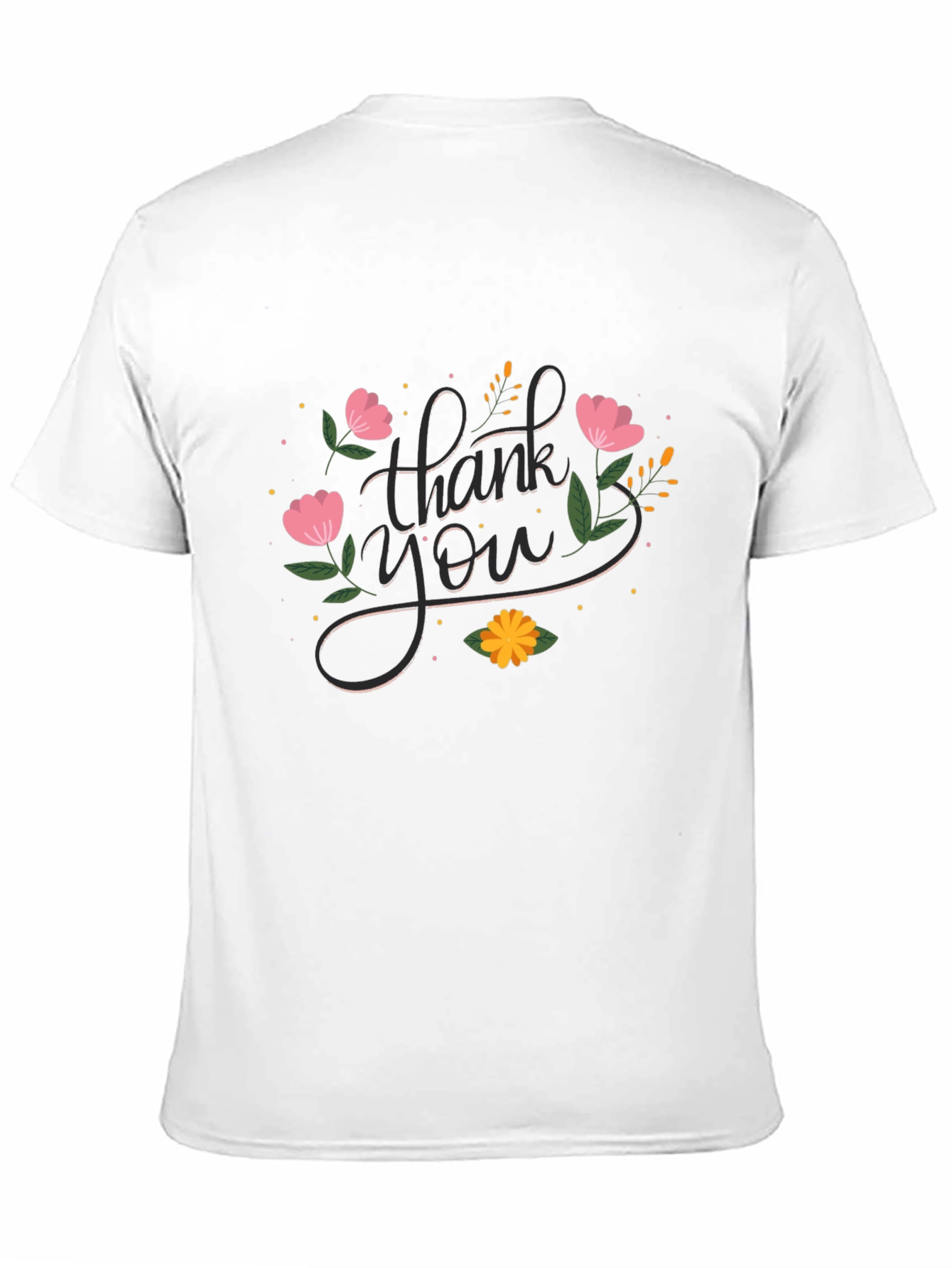 Floral Thank You Graphic Print Crew Neck T-Shirt