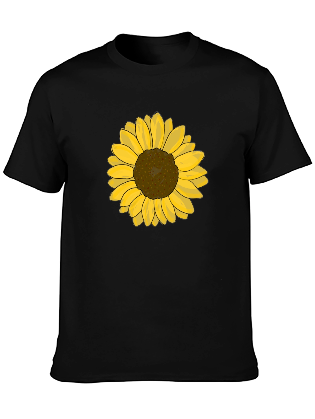 Sunflower Graphic Tee - Black Cotton Casual T-Shirt